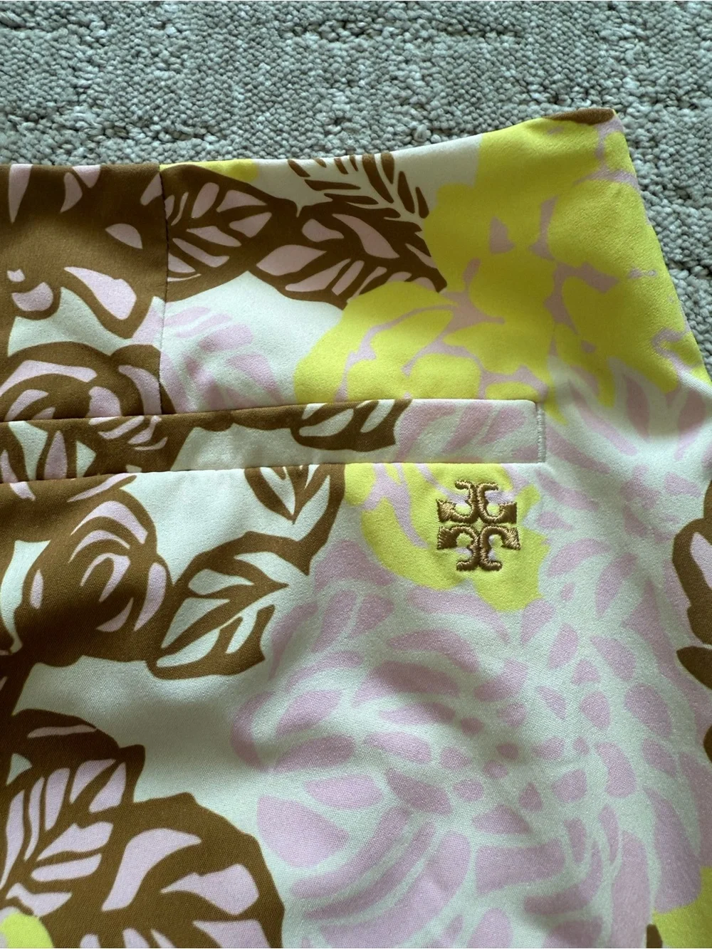 Tory Burch Tory Sport Printed Ruffle Golf Skort in French Crème Bouquet Pink